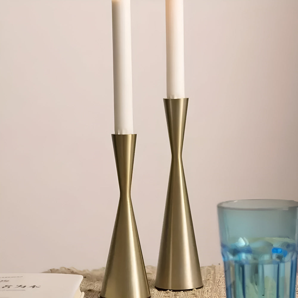 Elegante nordiske messinglysestaker | Sett med 3