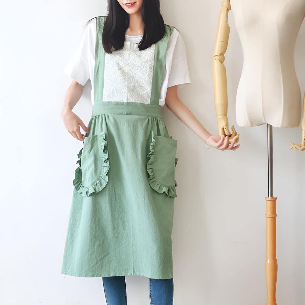 Elegant forkle med volanglomme – Pastel Grønn