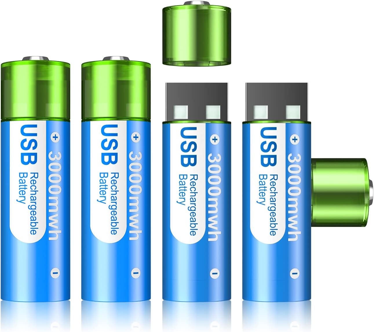 PowerLink oppladbare USB AA - batterier – Enkel lading - NordHjem