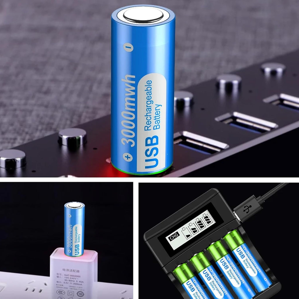 PowerLink oppladbare USB AA - batterier – Enkel lading - NordHjem