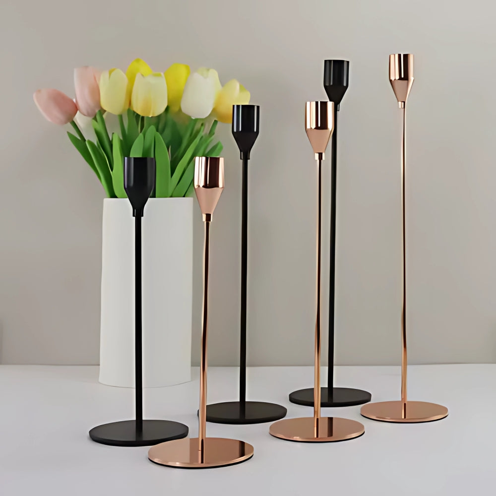 Høyt og elegant lysestaketrio