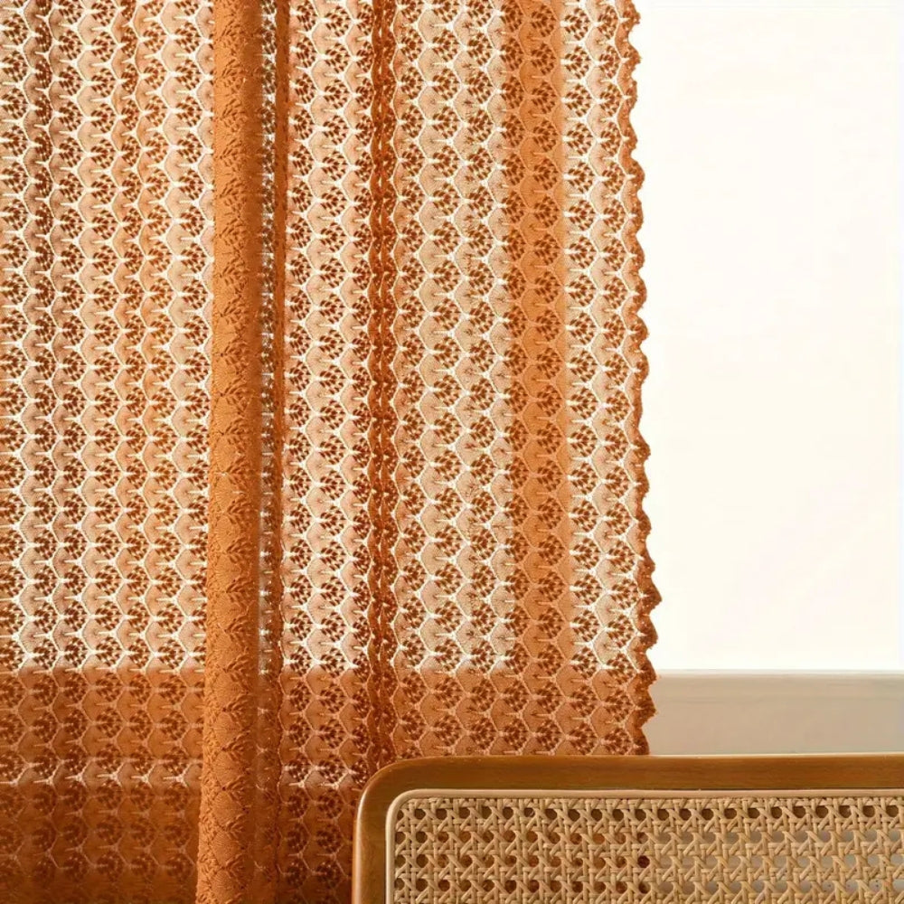Amber Glow heklet boho-gardin