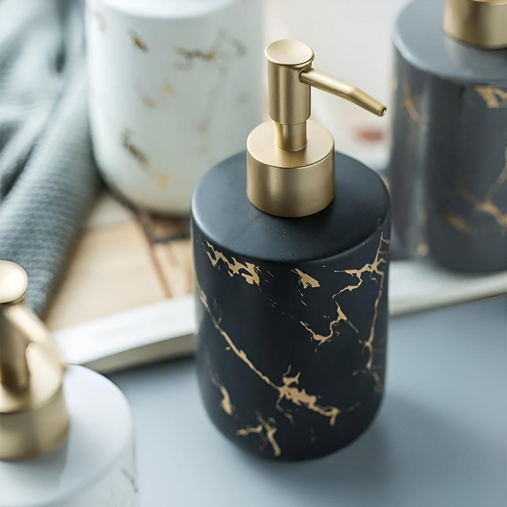 Luksuriøs dispenser i gyllen marmor