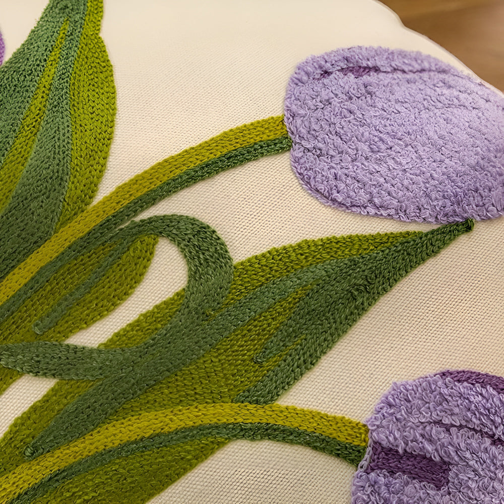 Putetrekk med blomstrende tulipaner