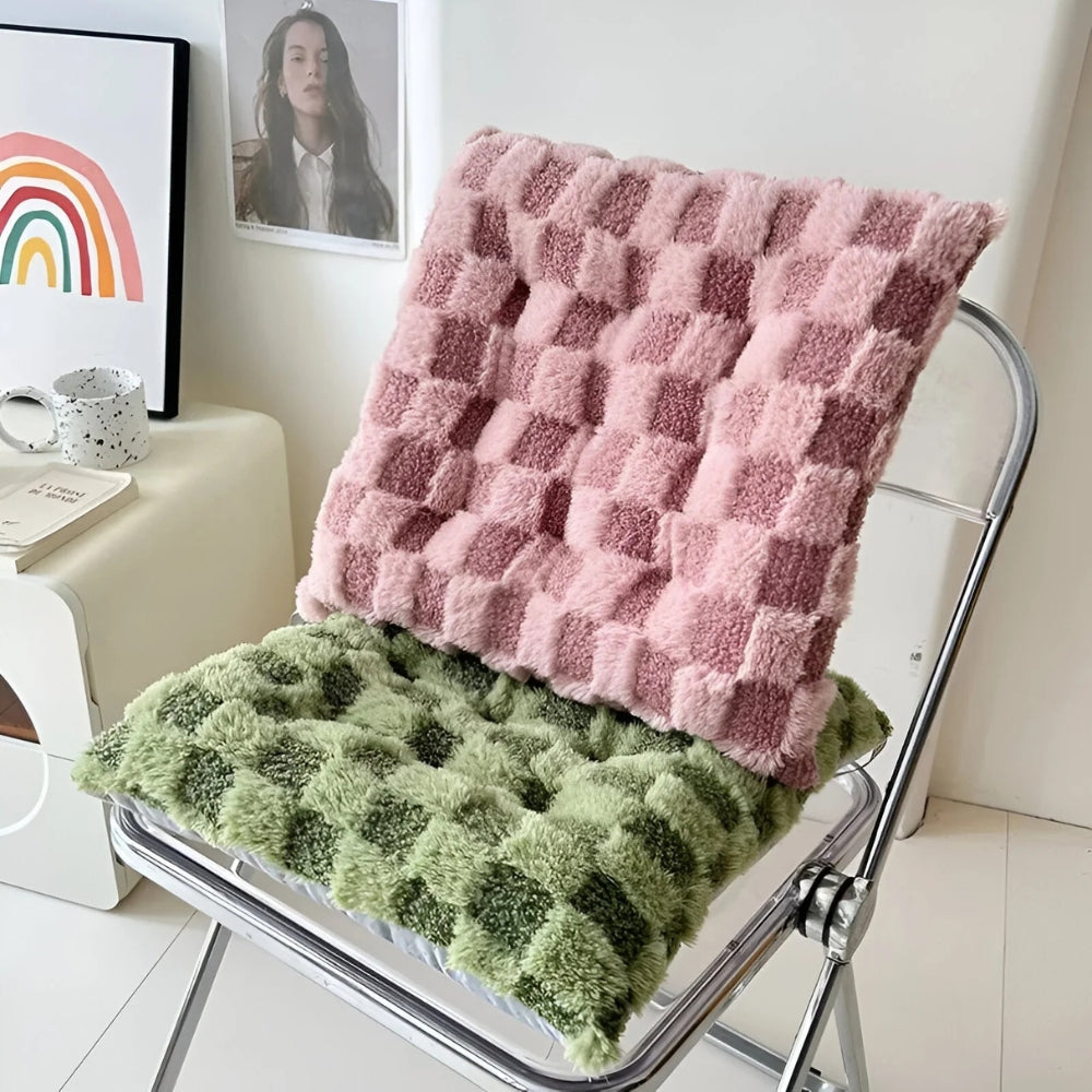 Lodden polstret pute med rutemønster – Beige