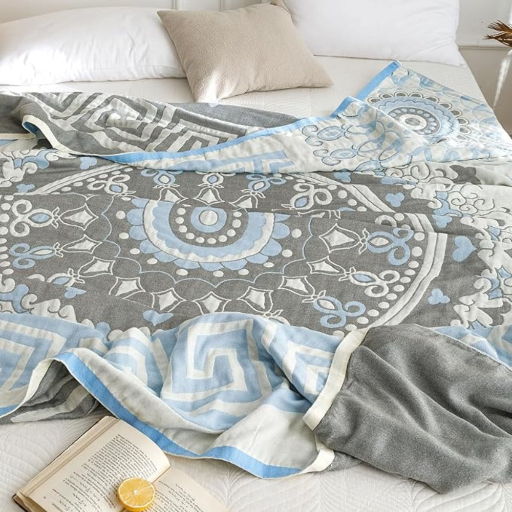 Santorini mandala bomullspledd