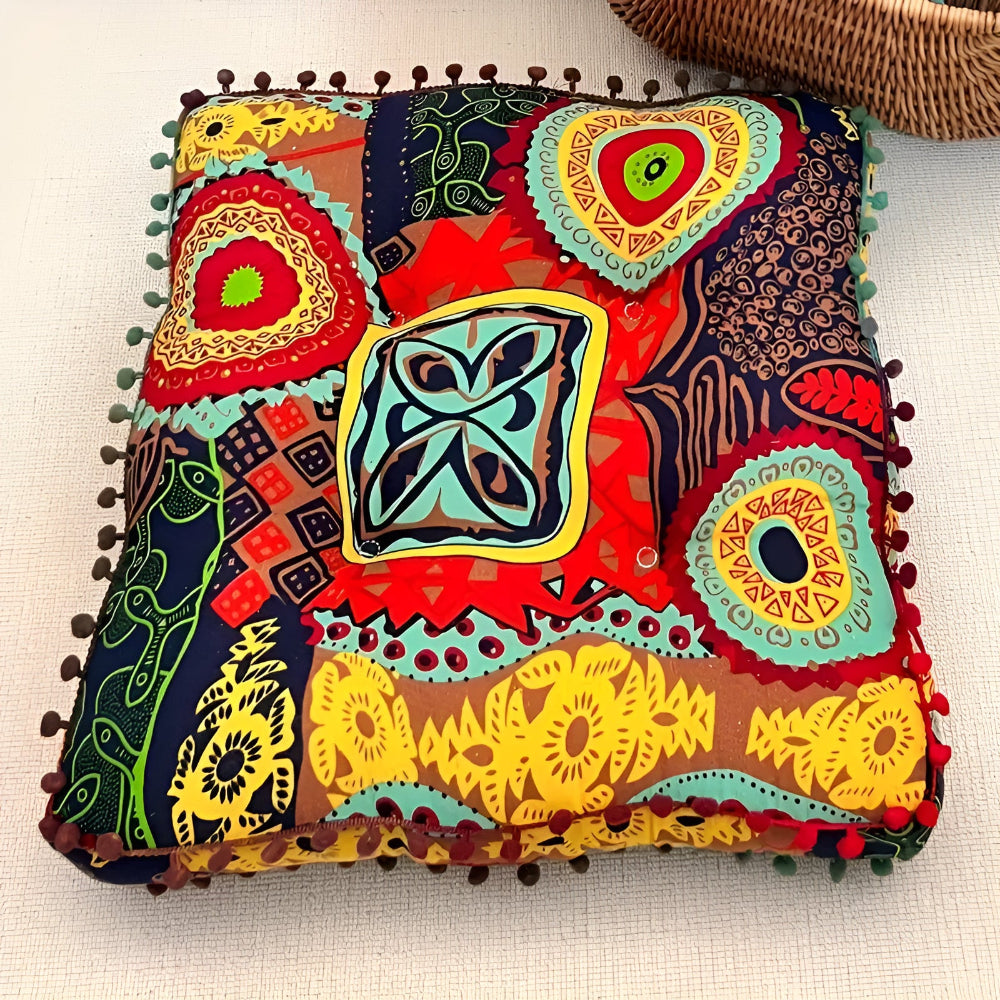 Firkantet gulvpute i boho-stil