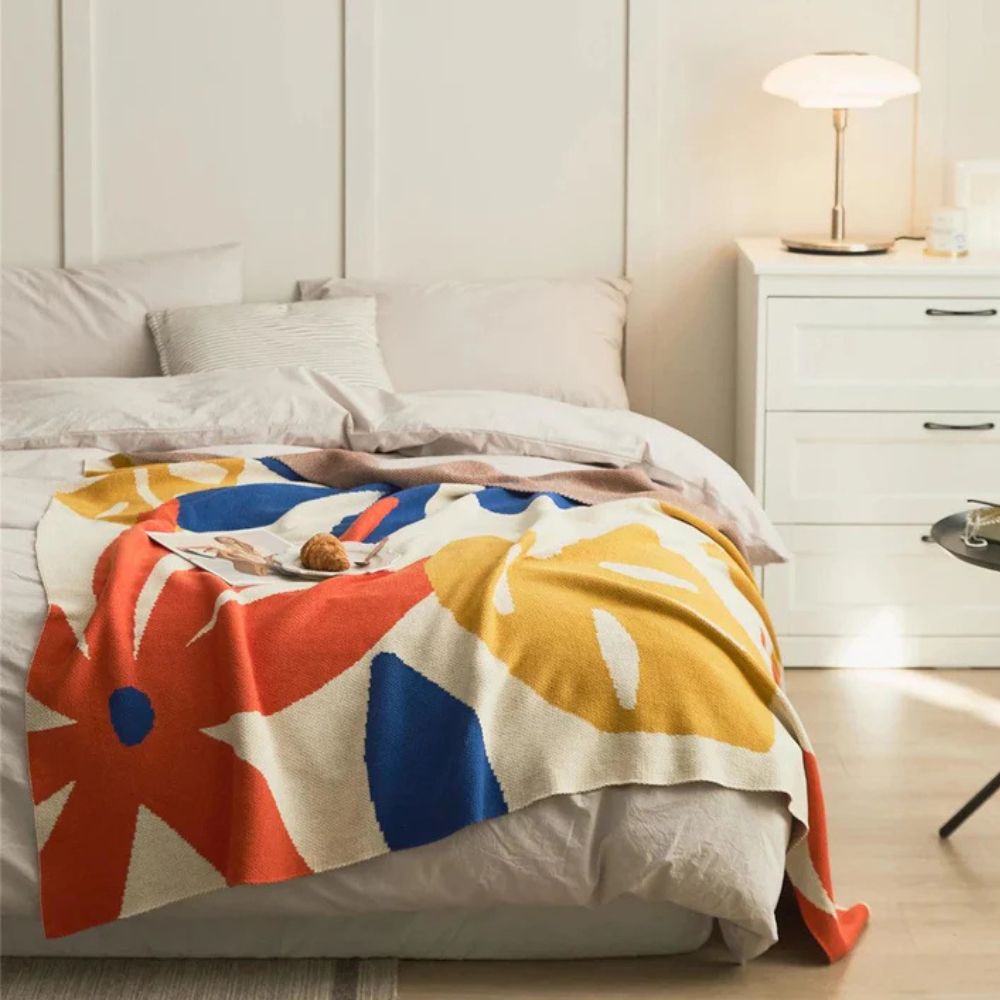 Tropical Breeze strikkepledd – Midnight Palm