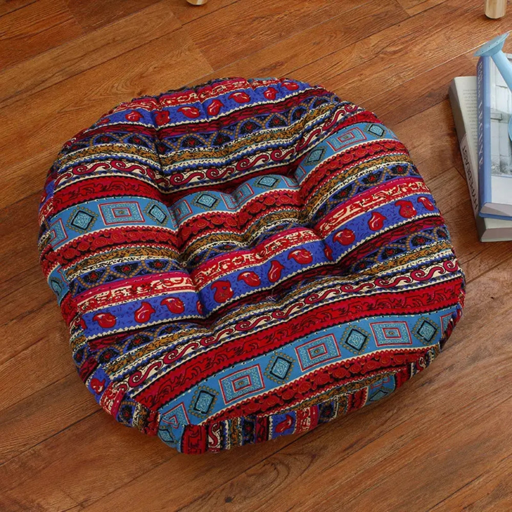 Rund boho-pute til allsidig sitteplass
