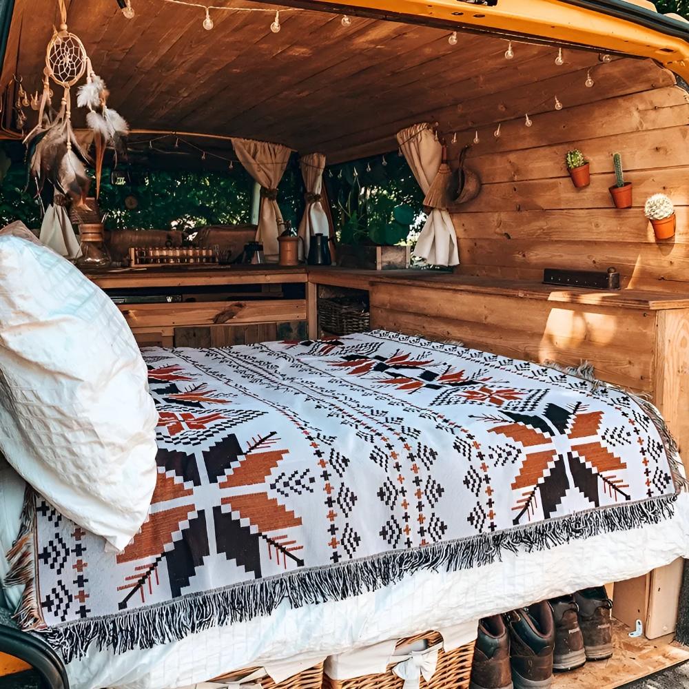 Piknikmatte med marokkansk boho-mønster – 35"x35"