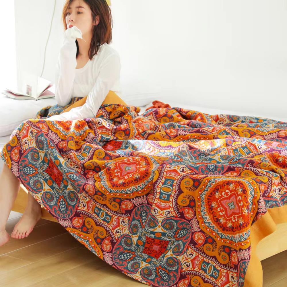 Sunrise Boho vendbart bomullspledd