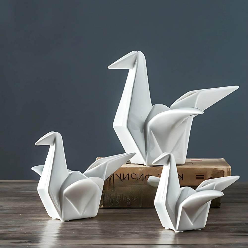 Origami-inspirert fugleskulptur i keramikk – Liten