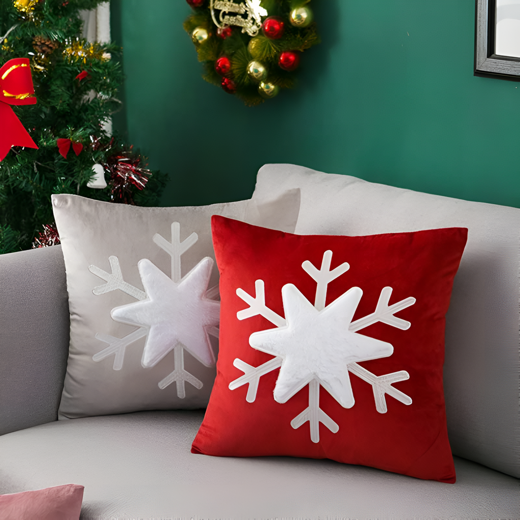 Putetrekk med snøfnugg til jul