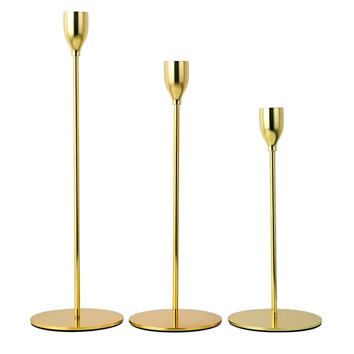 Elegante lysestaker i metall | Sett med 3