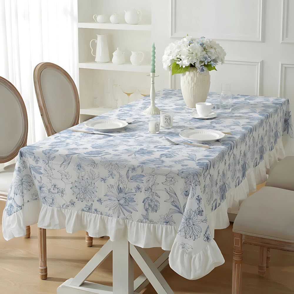 Delfina blå blondeduk med blomster – 55"x55"