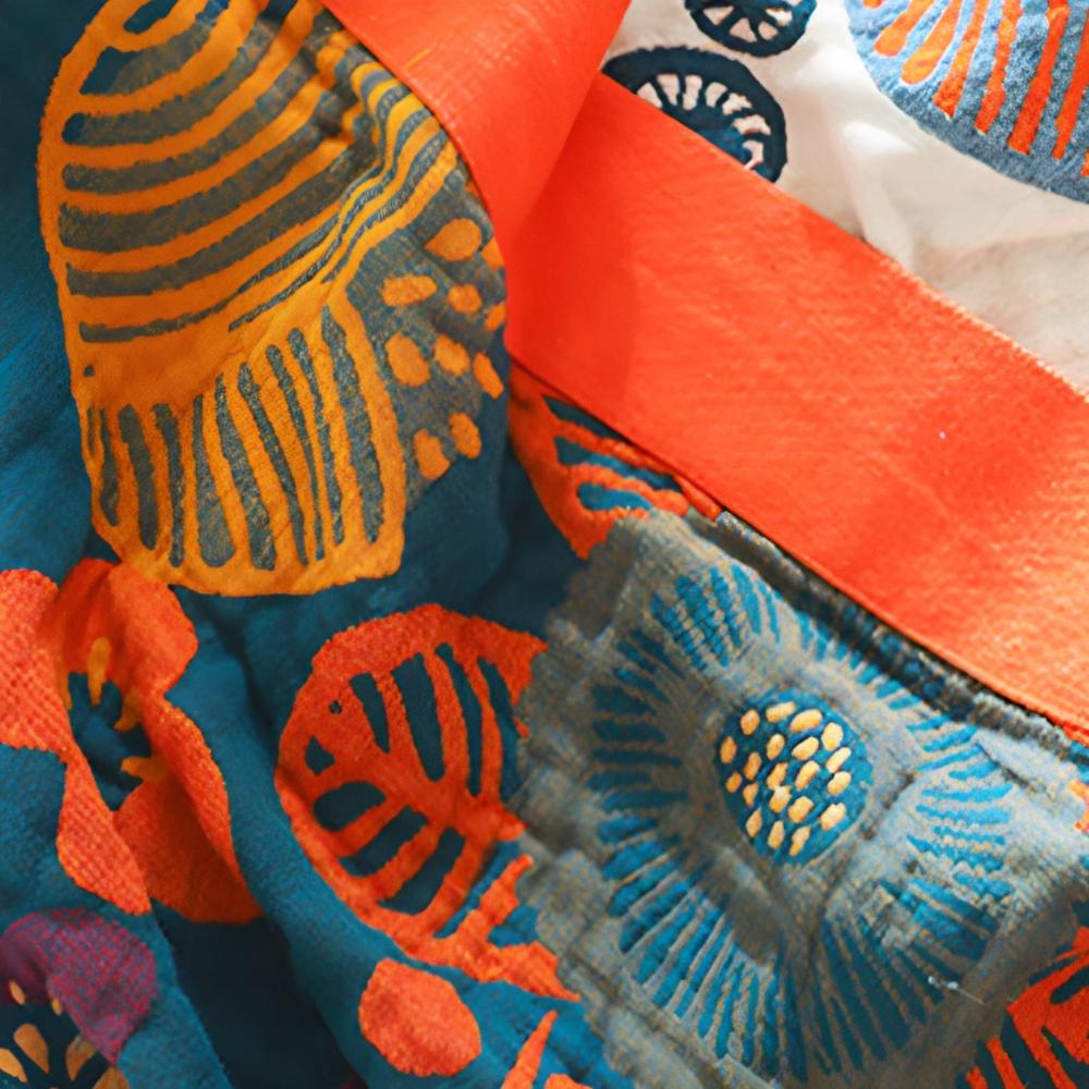 Bomullspledd med boho-blomster i tegneseriestil