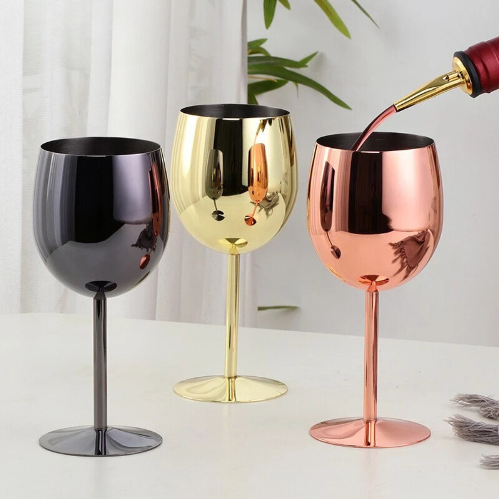 Blankt vinglass i rustfritt stål – Rosé Gull
