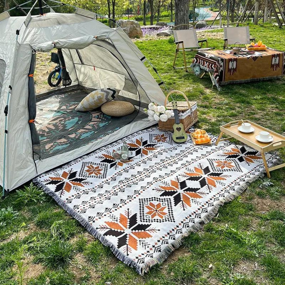 Piknikmatte med marokkansk boho-mønster