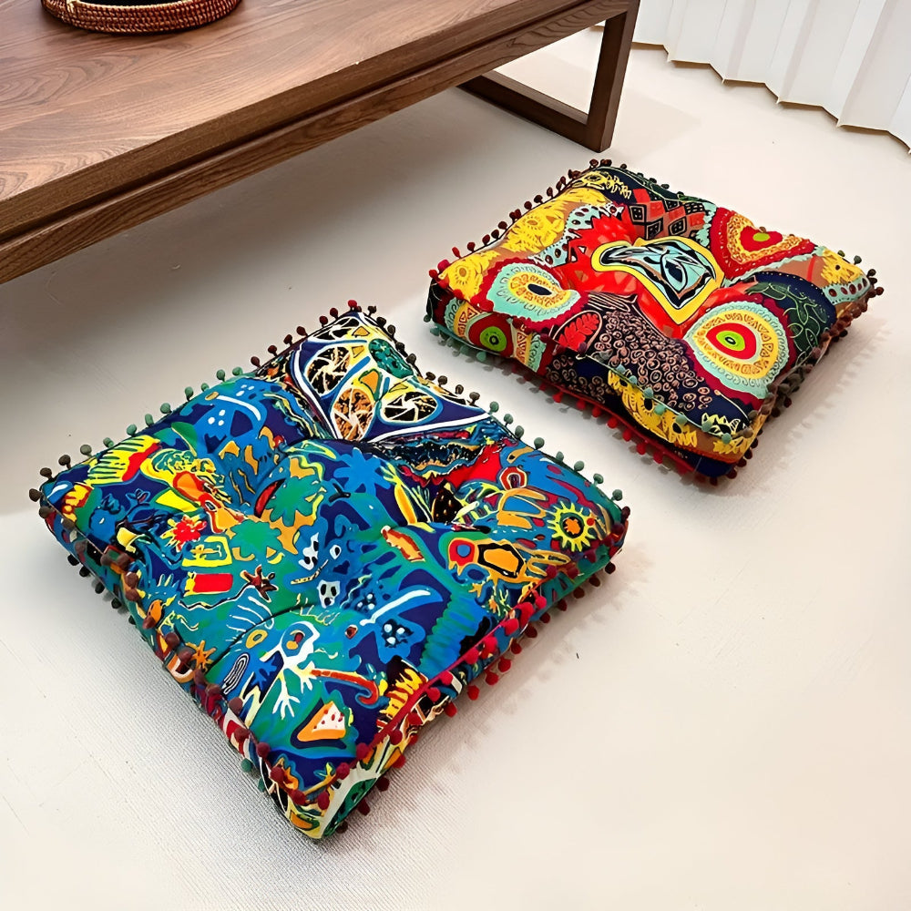 Firkantet gulvpute i boho-stil