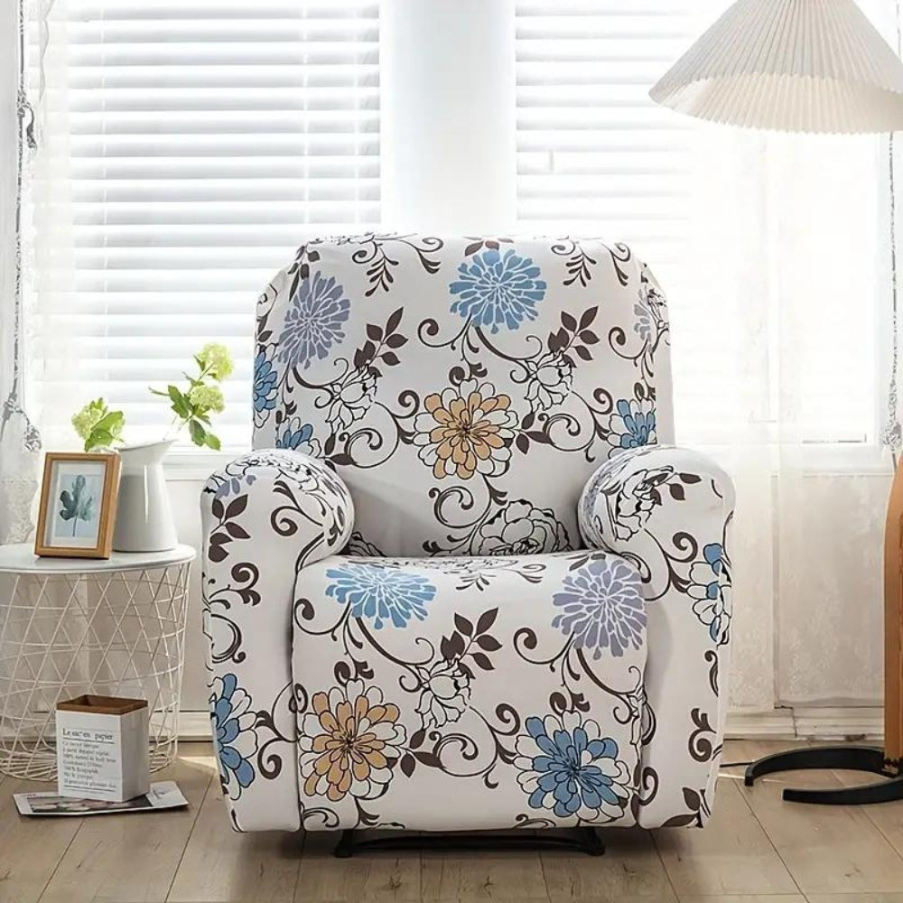 Trekk til reclinerstol med blomstermotiv
