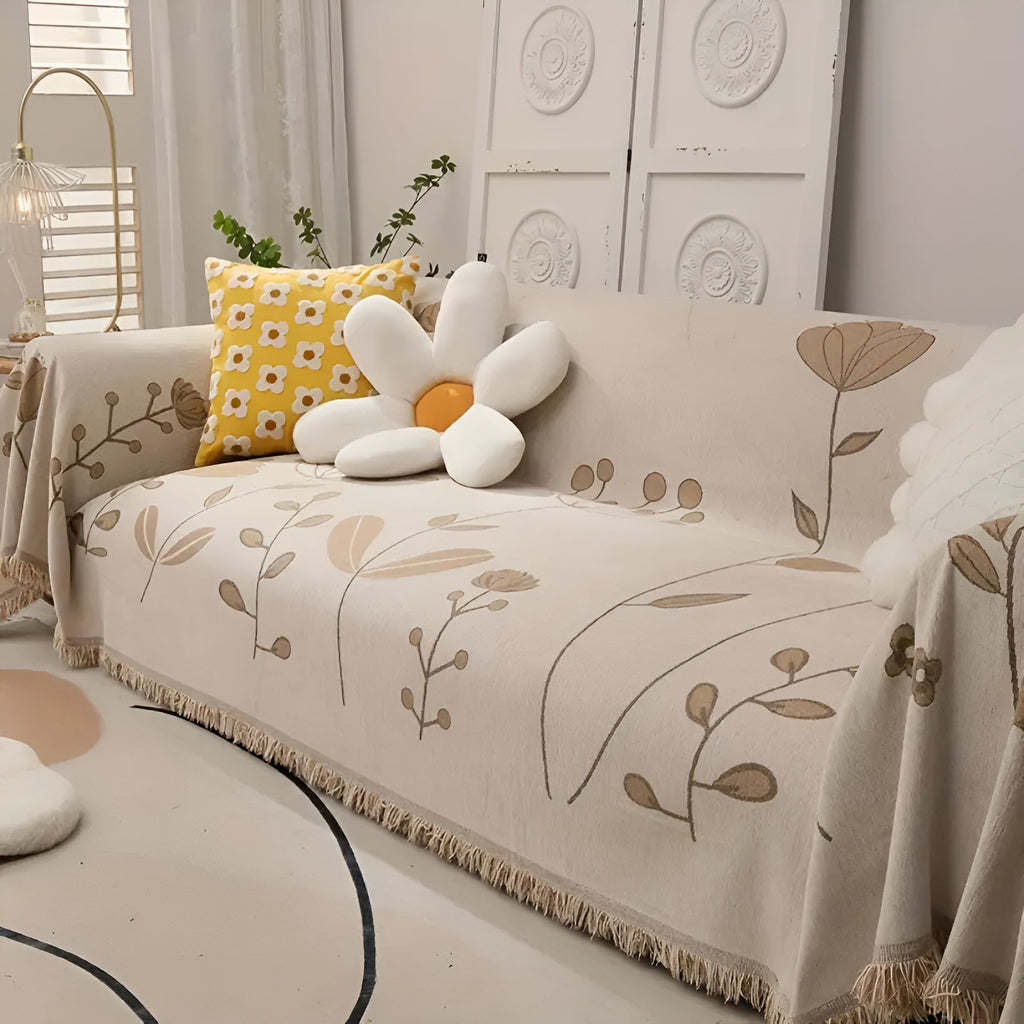 Moderne vendbart sofatrekk med blomster
