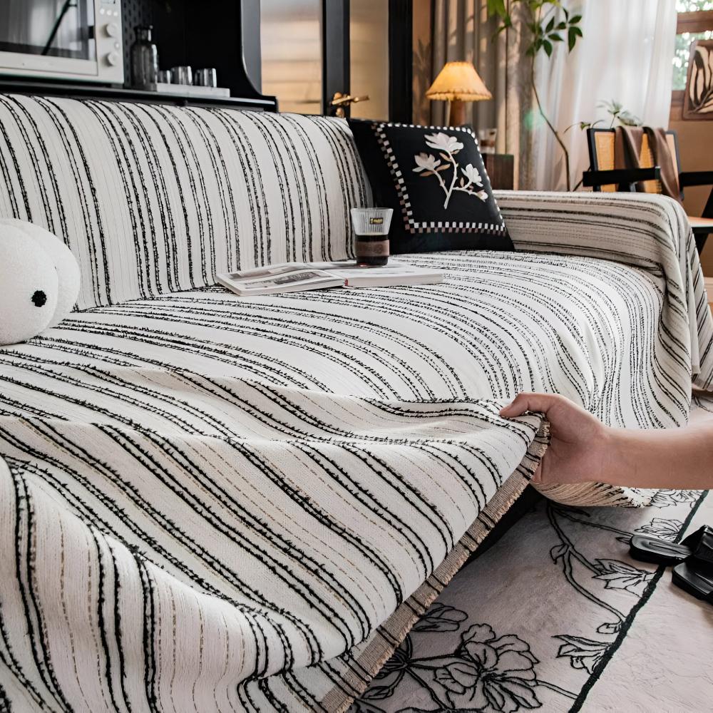 Elegant stripete sofatrekk i chenille