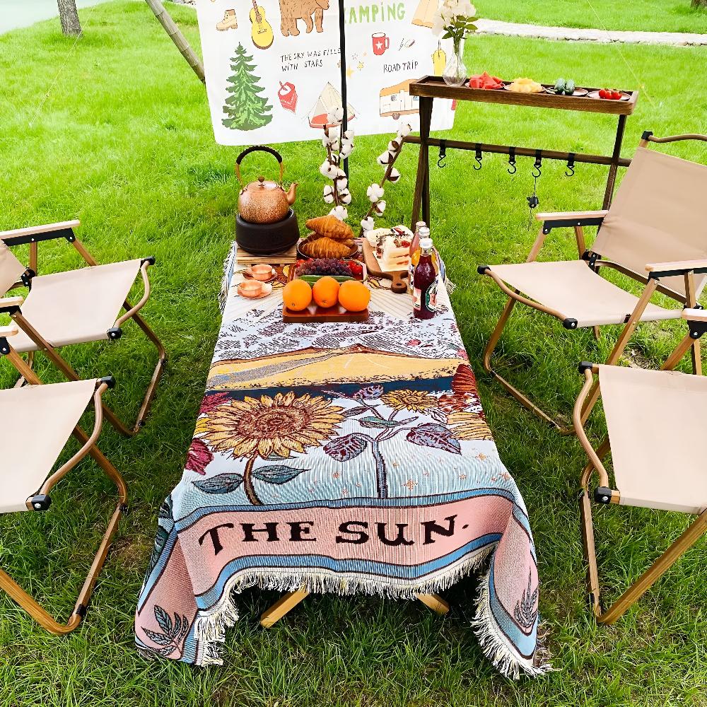 Boho-veggpledd med solmotiv