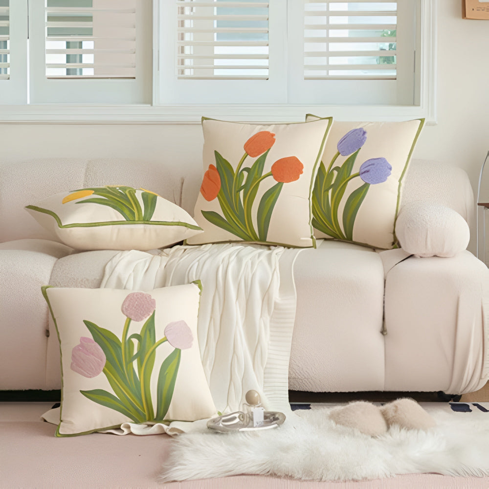 Putetrekk med blomstrende tulipaner – Rosa