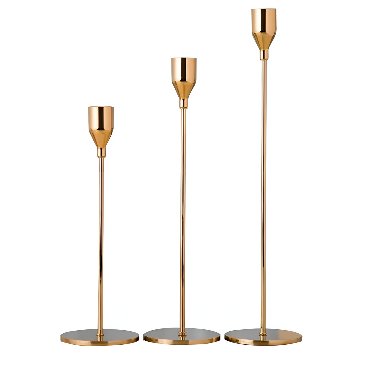 Elegante lysestaker i metall | Sett med 3
