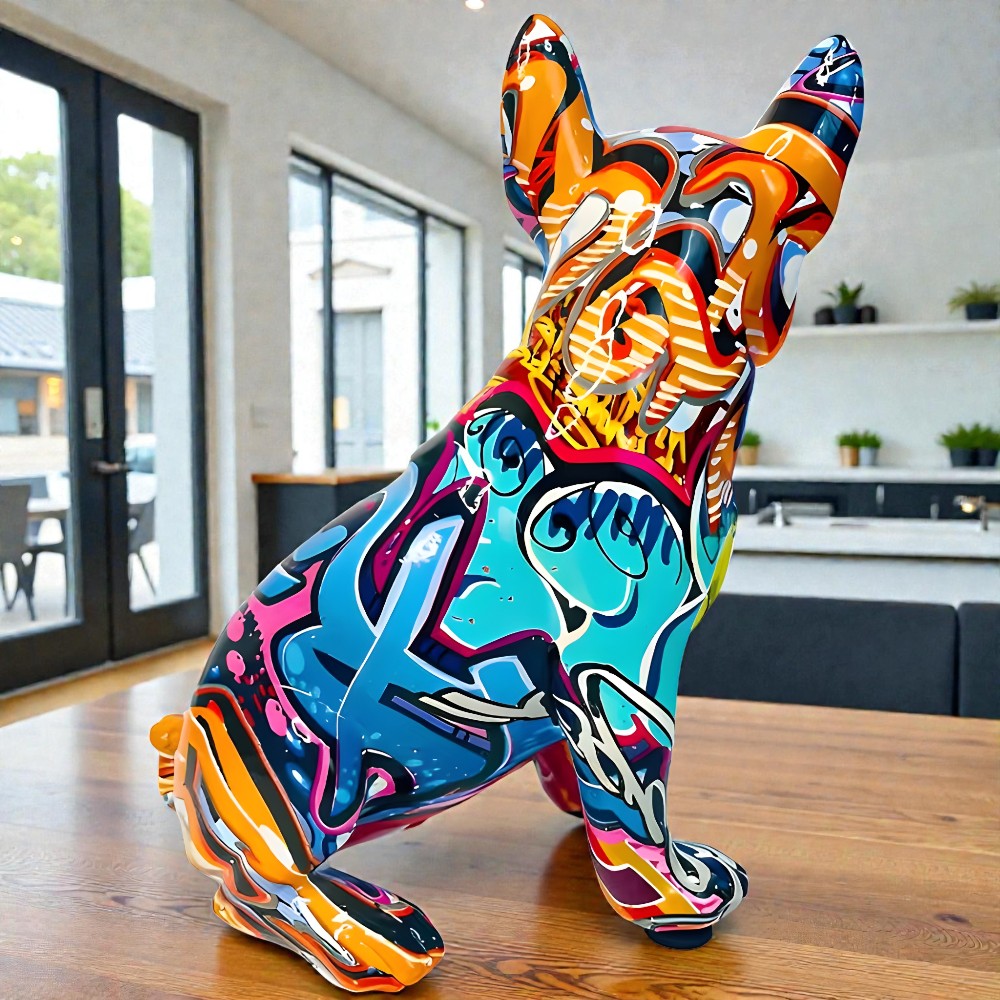 Kunstnerisk bulldogfigur i graffitistil