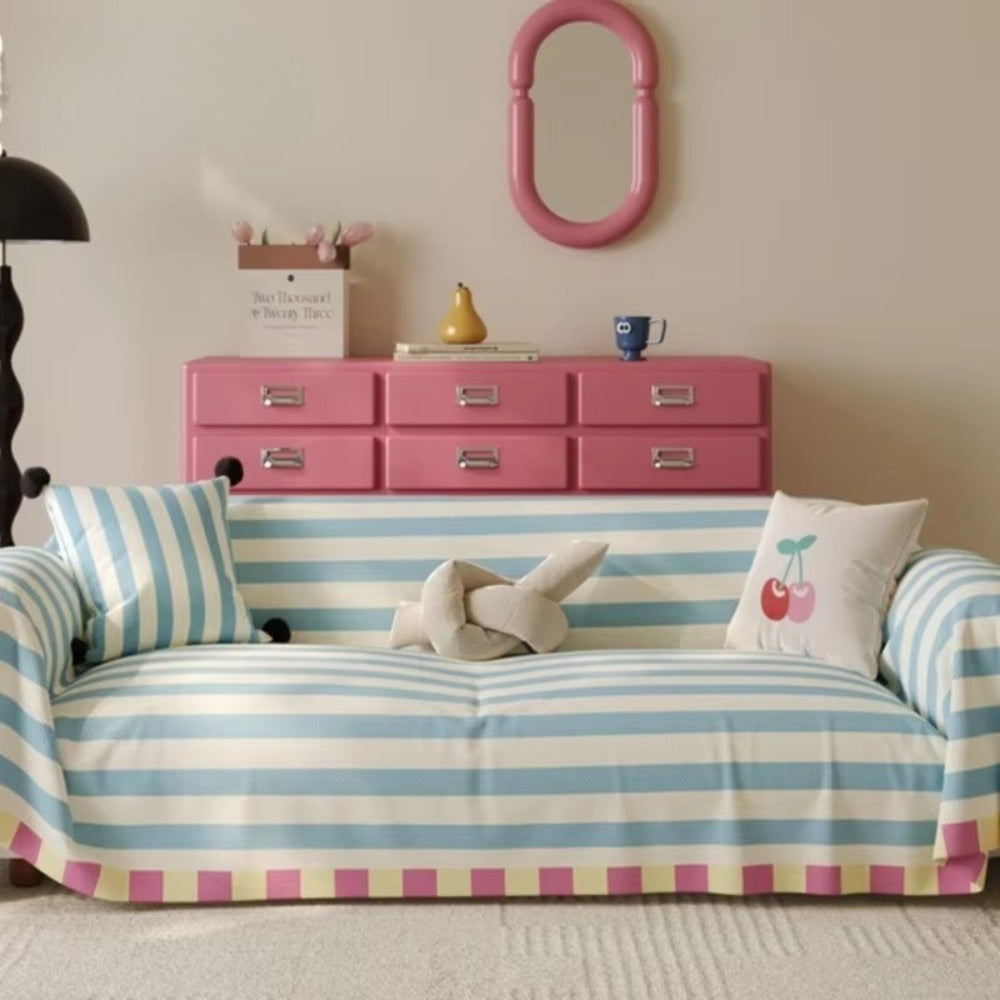 Atelier sofatrekk med pastellstriper – Mint Blossom