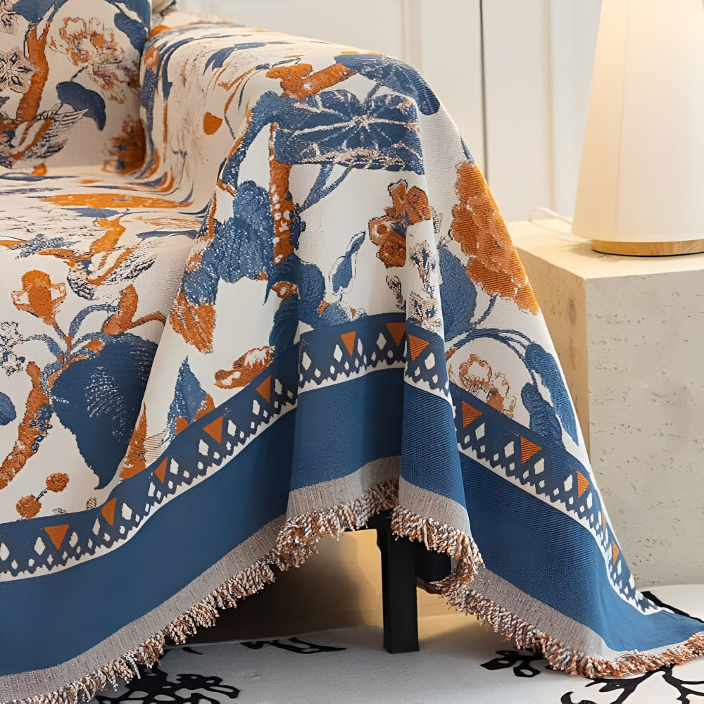 Sofatrekk i jacquard med høstranker