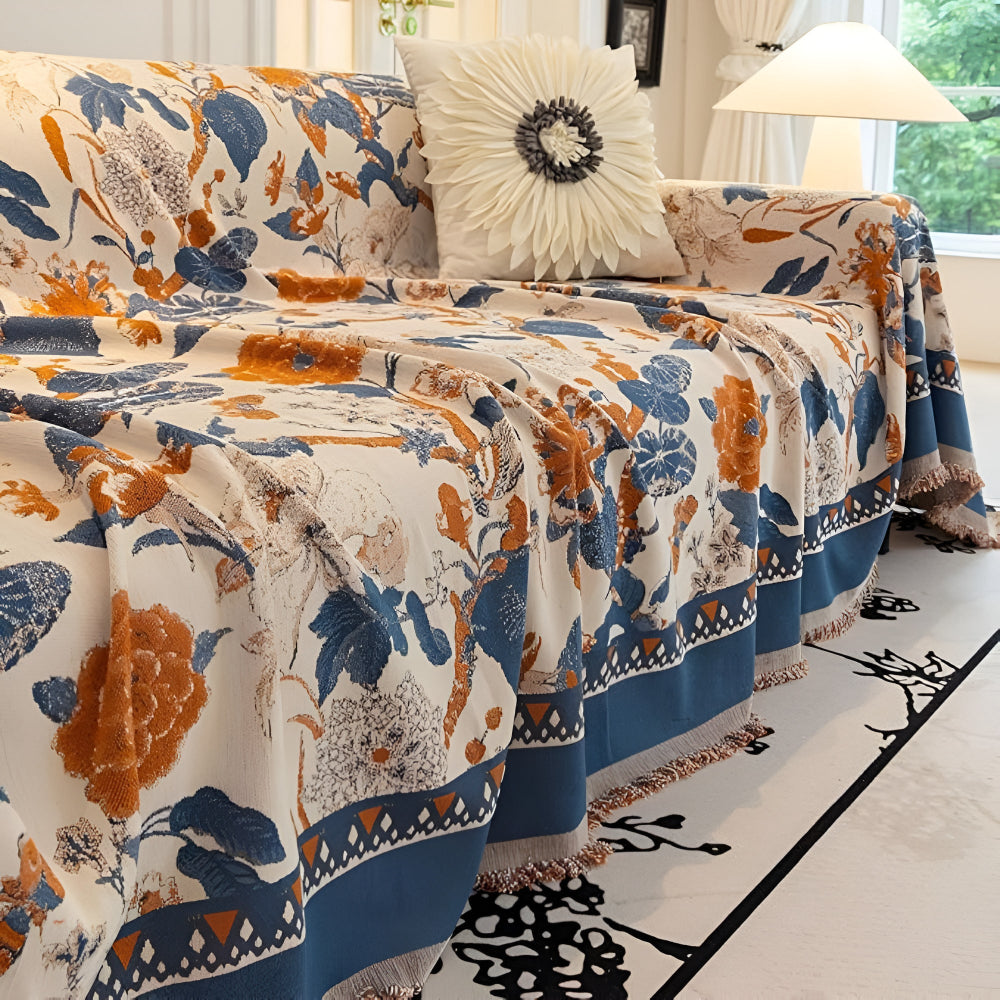 Sofatrekk i jacquard med høstranker