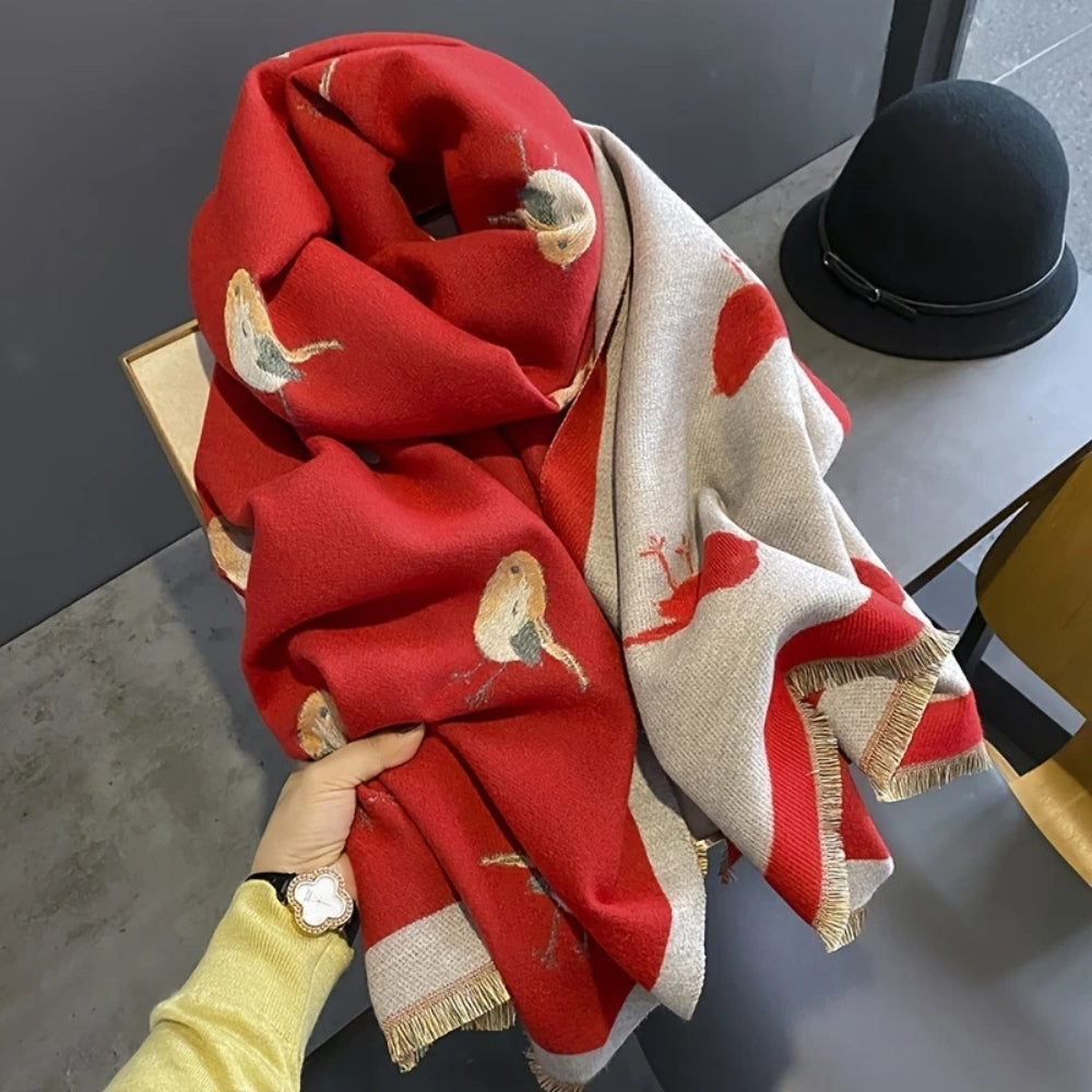 Aviary pustende sjal i fuglejacquard