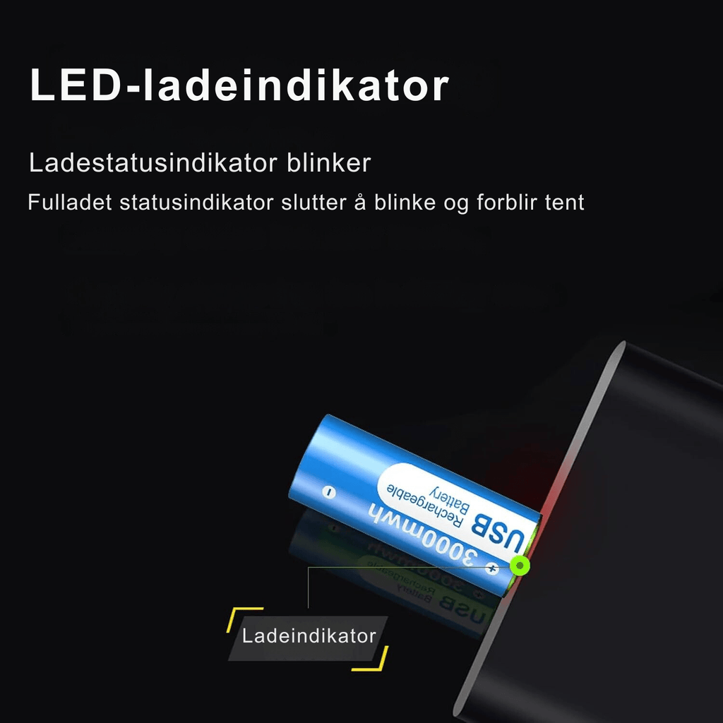 PowerLink oppladbare USB AA - batterier – Enkel lading - NordHjem