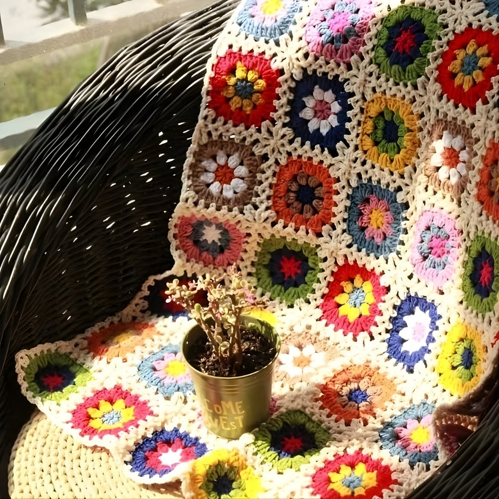 Heklet pledd med blomster