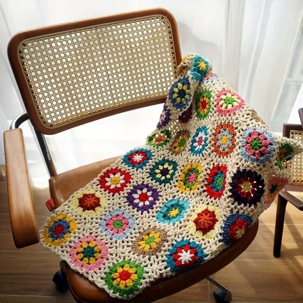 Heklet pledd med blomster
