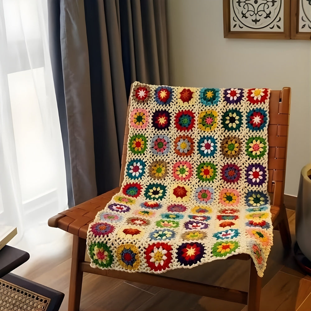 Heklet pledd med blomster