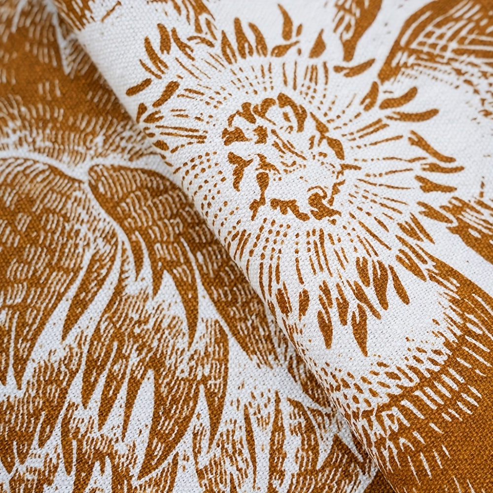 Boho-duk med påfugl, blomster og dusker