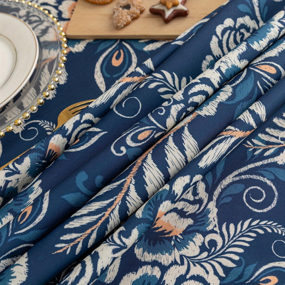 Boho-duk med påfugl, blomster og dusker
