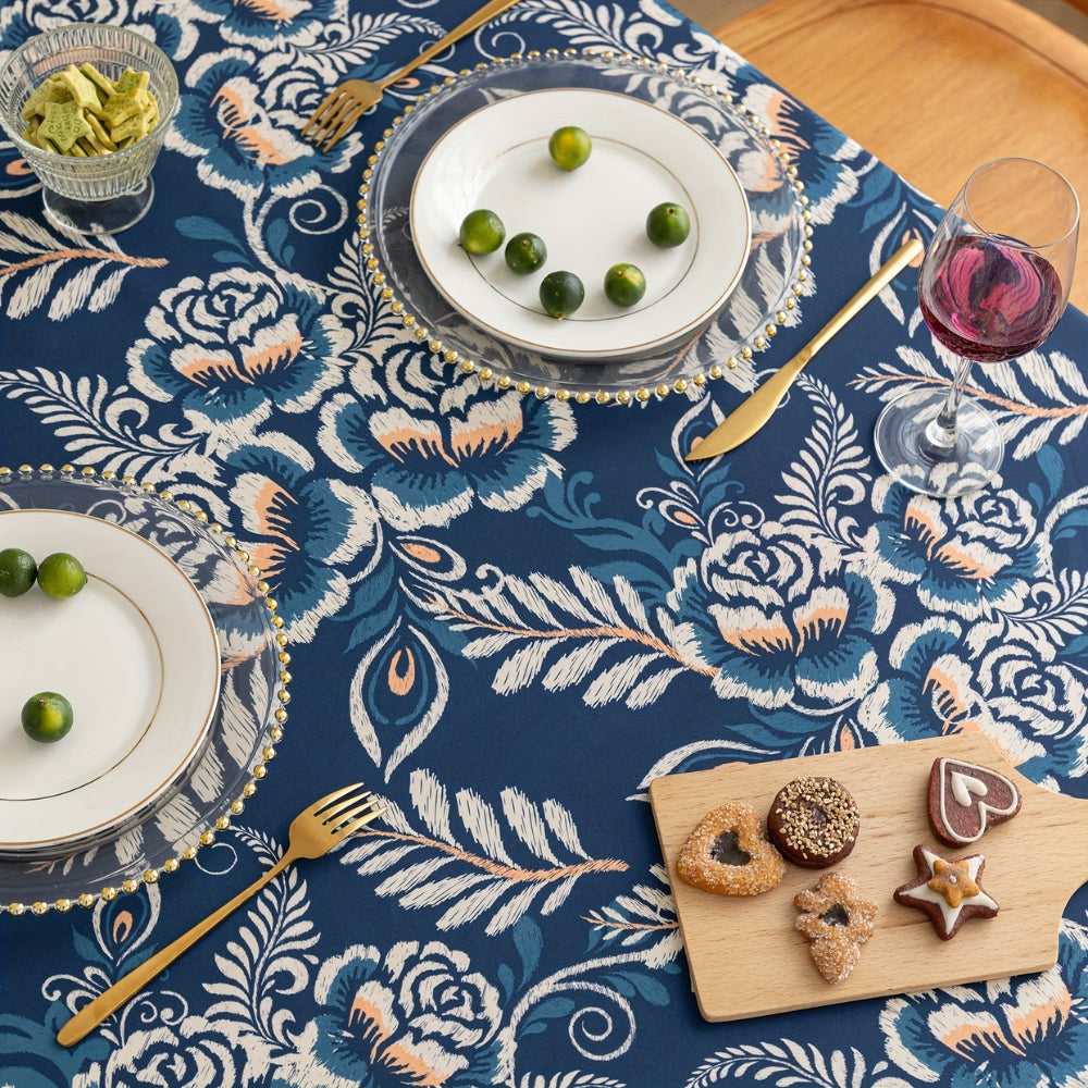 Boho-duk med påfugl, blomster og dusker