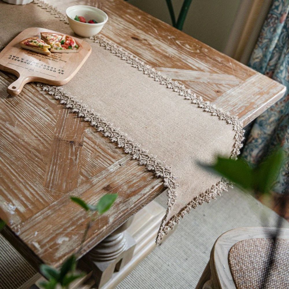 Boho-bordløper i jutelook – Knit Lace Edge
