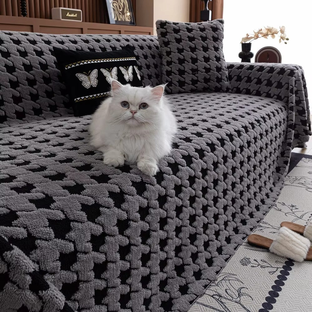 Cavalli plysjsofatrekk i hanefotmønster