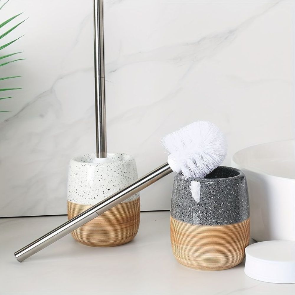 Elegant toalettbørste med holder – Koksgrå Stein