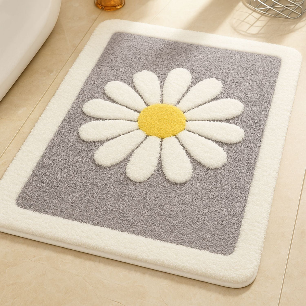 Sjarmerende badematte med tusenfryd – Mint Bloom