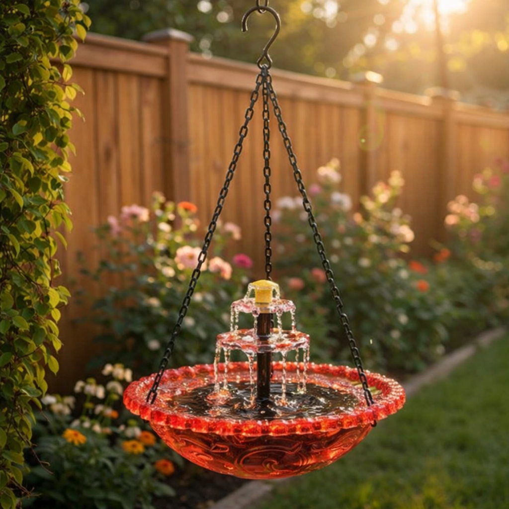 BirdbathFountain - Solcelledrevet Hengefuglebad Lagdelt Fontene