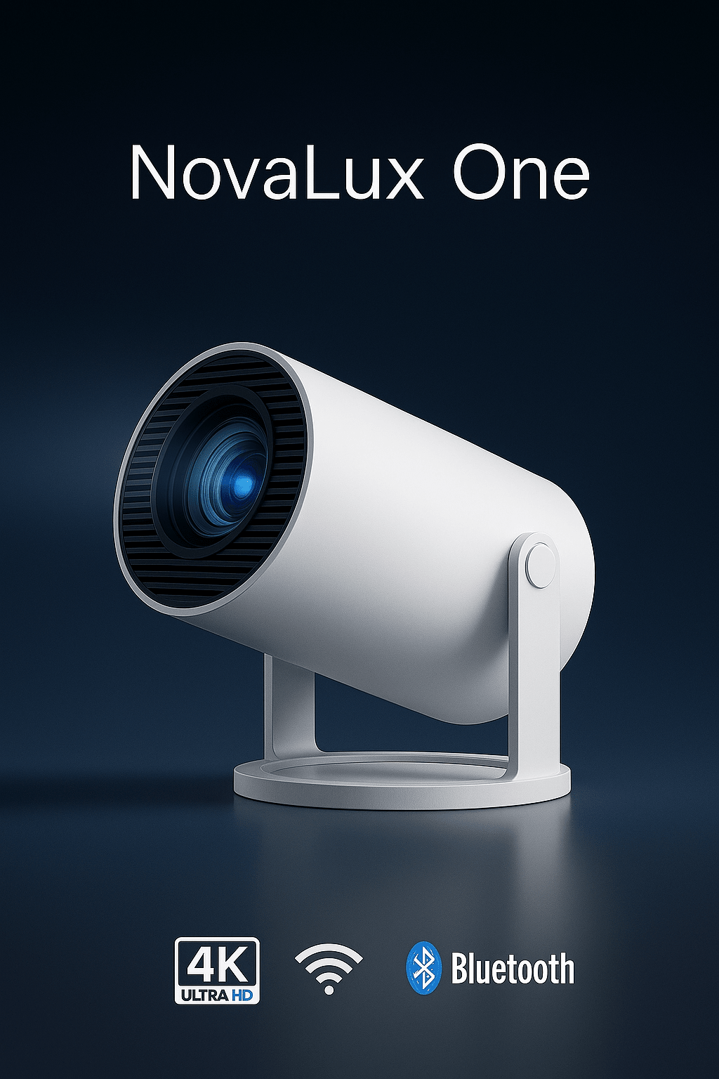 NovaLux One – Smart miniprojektor med 4K, WiFi og Bluetooth (2025 modell) - NordHjem