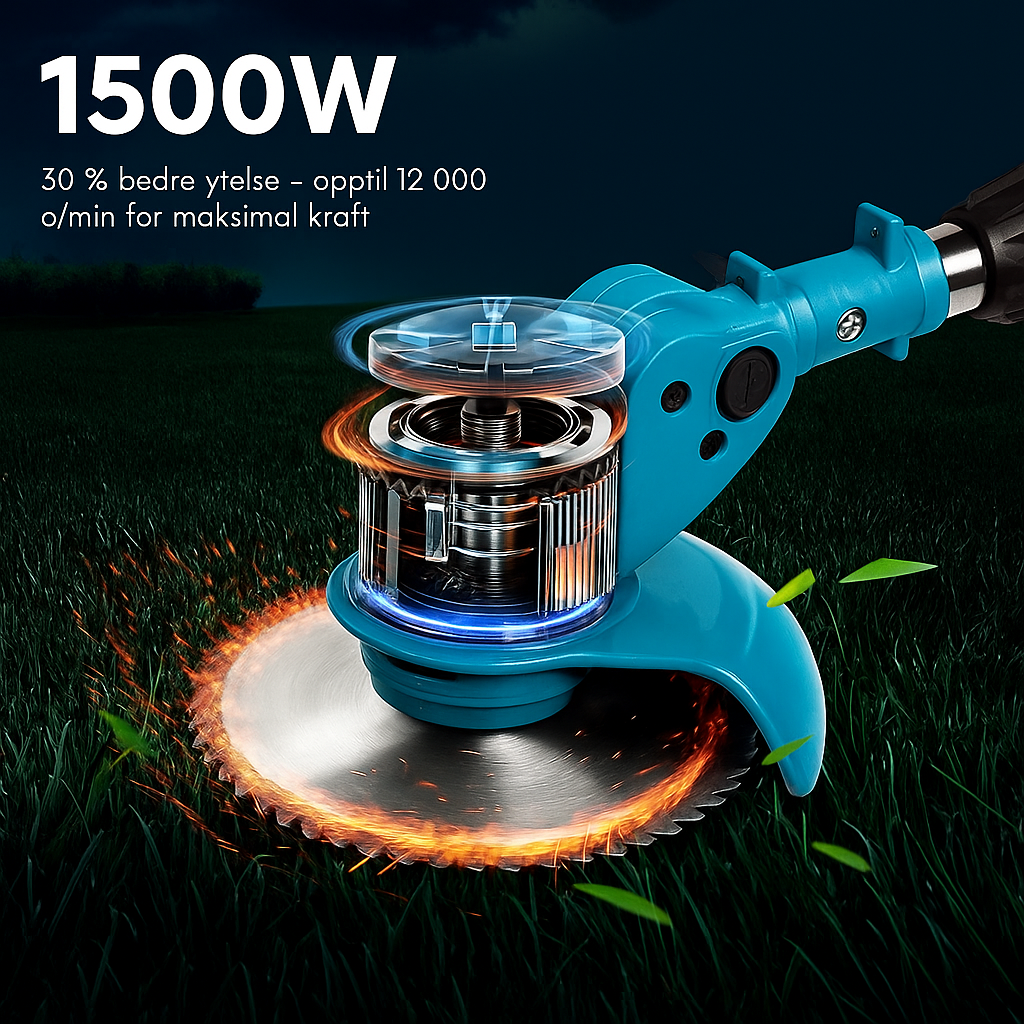 Trådløs og sammenleggbar gressklipper 36 V – justerbar høyde, hjul og 3 bladtyper