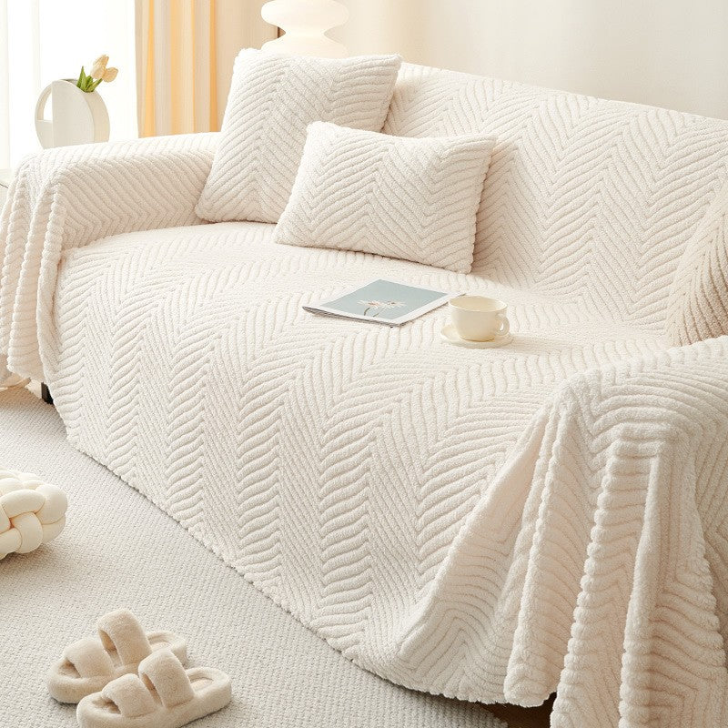 Plysjsofatrekk i chenille – Beige