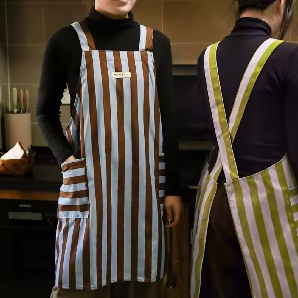 Klassisk stripete forkle – Oliven Stripe